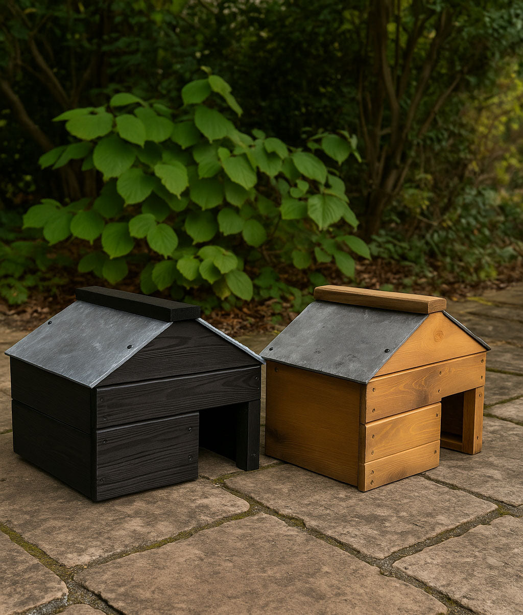 Wooden Hedgehog House with Slate Roof - Shelter for Hibernation
