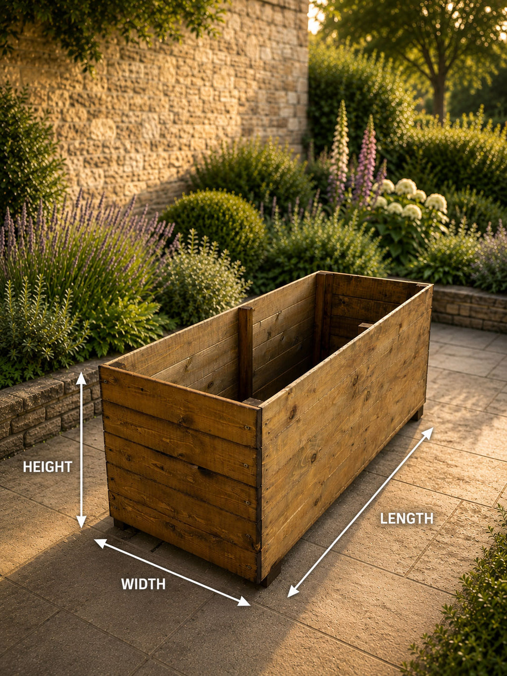 Extra Large Wooden Raised Garden Planters Timber Vegetable Planter Boxes with Drainage Base and Raised Feet – Outdoor Patio Grow Beds