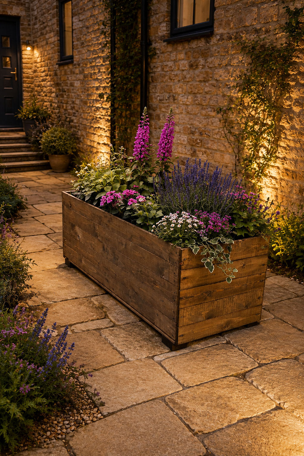 Extra Large Wooden Raised Garden Planters Timber Vegetable Planter Boxes with Drainage Base and Raised Feet – Outdoor Patio Grow Beds