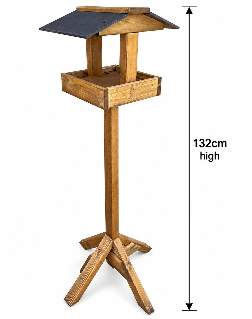 Coverdale Wooden Bird Table with Black Roof and Sturdy Stand for Garden Wild Birds