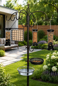Bronze All-in-One Garden Bird Feeding Station with Feeders & Water Dish Feed Tray