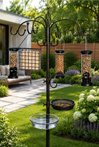 Bronze All-in-One Garden Bird Feeding Station with Feeders & Water Dish Feed Tray