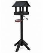 Meadows Wooden Bird Table with Black Roof & Multi-Feeding Station - Garden Wild Bird Station