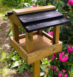 Elegant Black Roof Wooden Bird Table – Perfect Garden Feeder for Birds