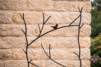 Black Metal Trellis Panel - Twig, Leaf & Bird Decorative Garden Wall Trellis
