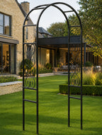 Decorative Black Steel Garden Arch for Roses, Clematis, Honeysuckle & Climbing Plants
