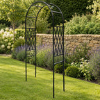 Metal Garden Arch for Climbing Plants  - Black Steel Lattice Rose & Climber Support