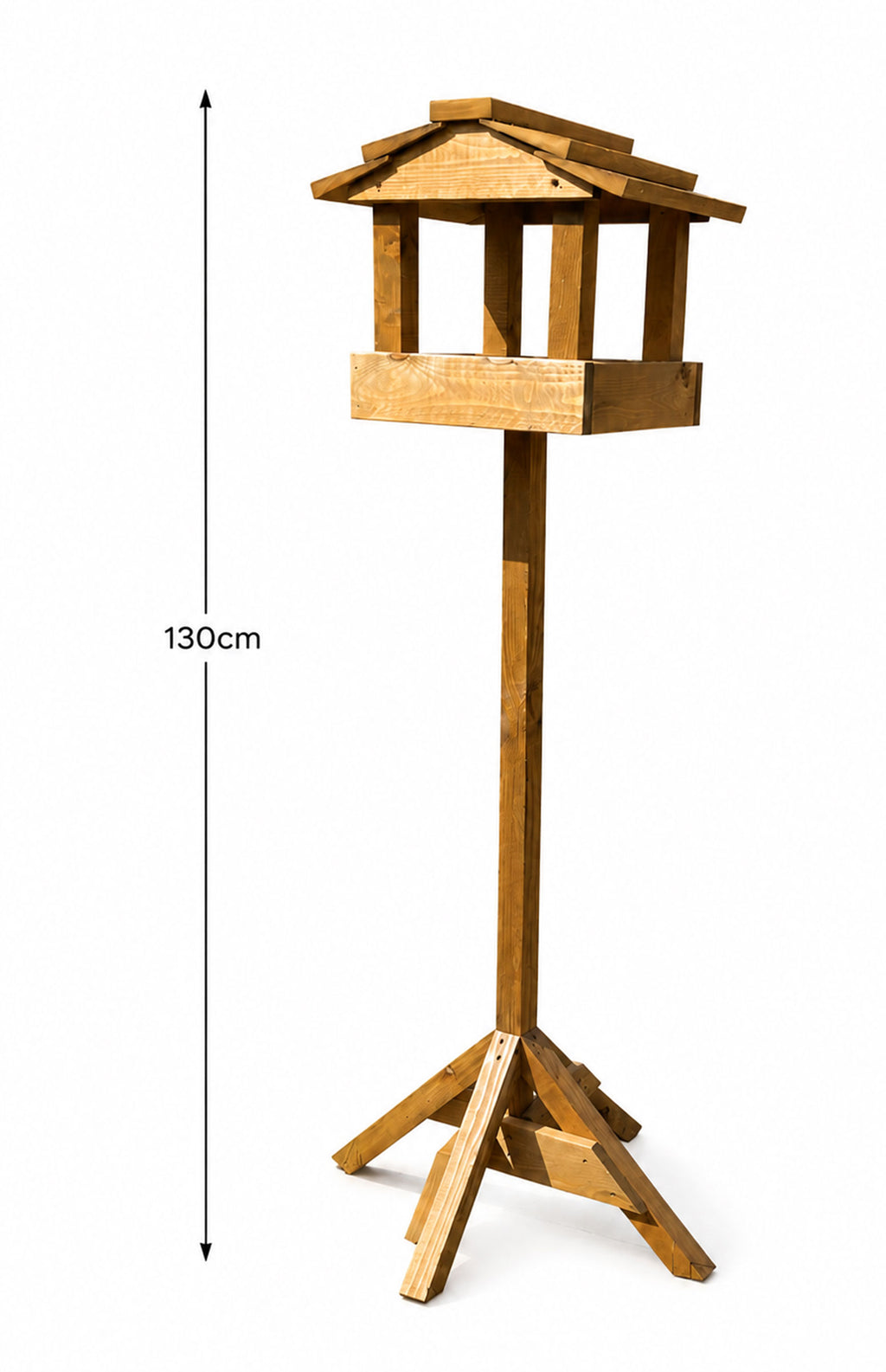 Wooden Bird Table with Stand - Freestanding Garden Wild Bird Feeder 130cm High