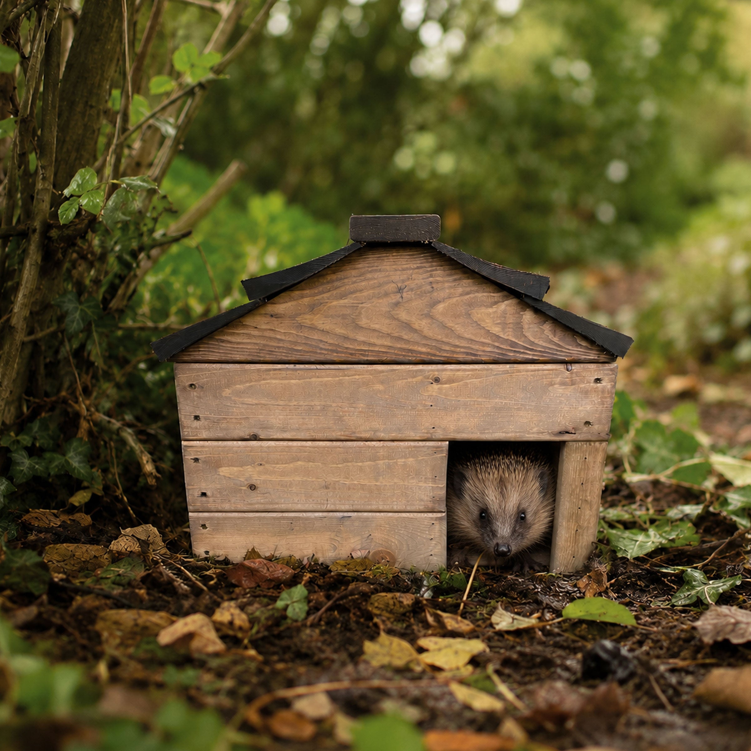 Heavy Duty Wooden Hedgehog House - Garden Hibernation Shelter with Removable Roof & Solid Wooden Floor