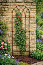 Tall Natural Rust Garden Trellises for Roses - High Climbing Plant Frames