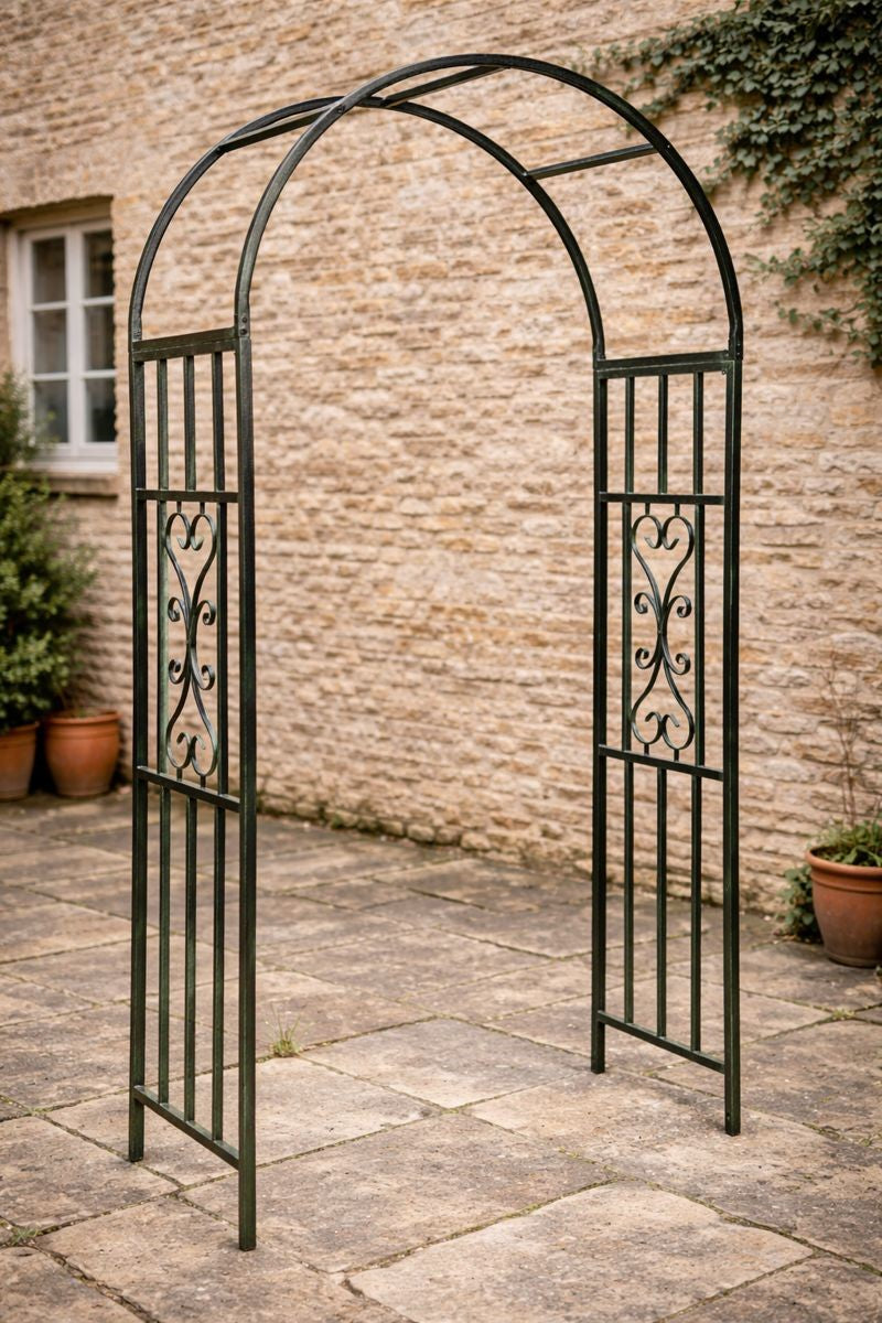 Garden Arch Trellis  Steel Metal Archway with Ground Spikes