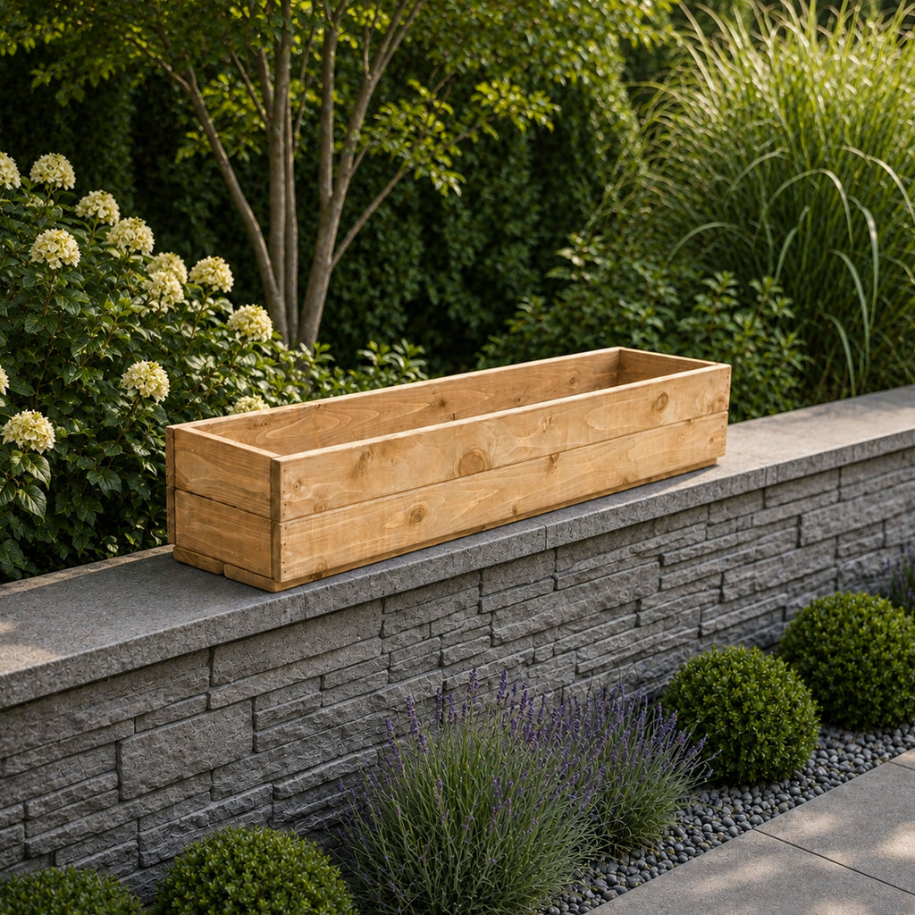 Wooden Window Boxes – Handmade Outdoor Timber Planter Troughs for Flowers, Herbs, Patios & Gardens – Fully Assembled