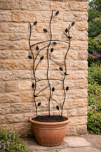 Decorative Garden Trellis Panel – Black Twig & Leaf Art Trellis for Outdoor Wall