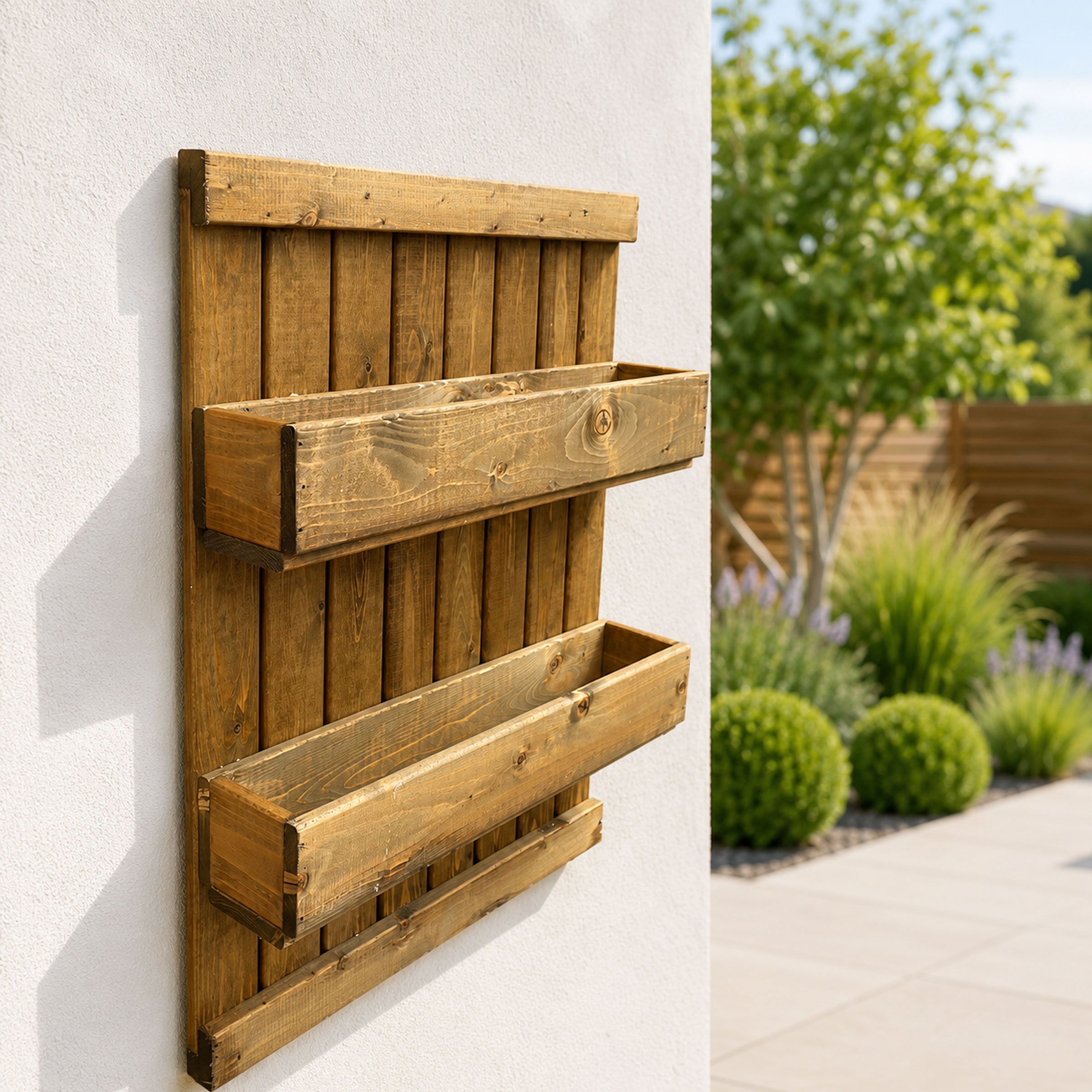 Wooden Herb Planter with Trellis Wall Mounted Raised Flower Box for Patio Balcony Garden