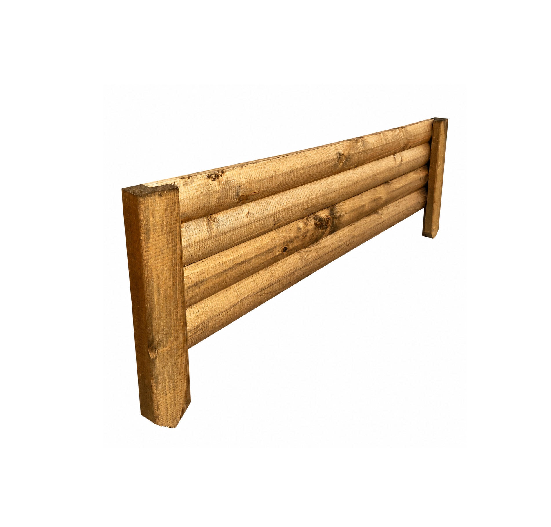 Wooden Garden Edging with Stakes – Decorative Log Style Lawn Border for Flower Beds & Pathways