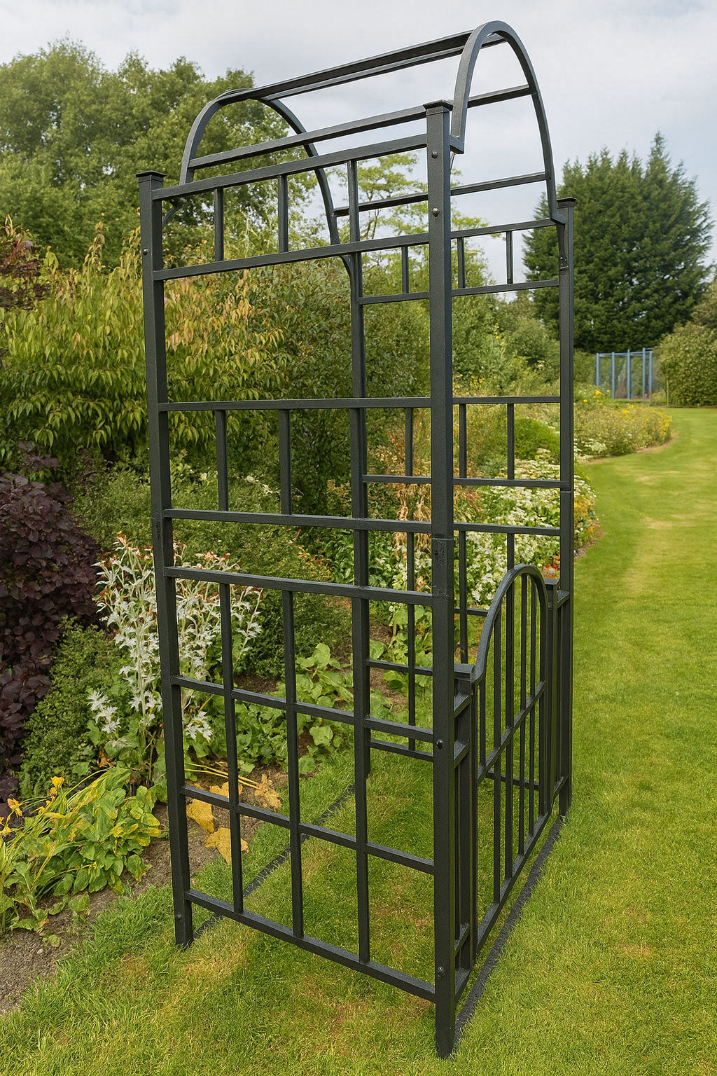 Metal Garden Arch with Opening Gate – 20mm Square Steel, Heavy Duty ...