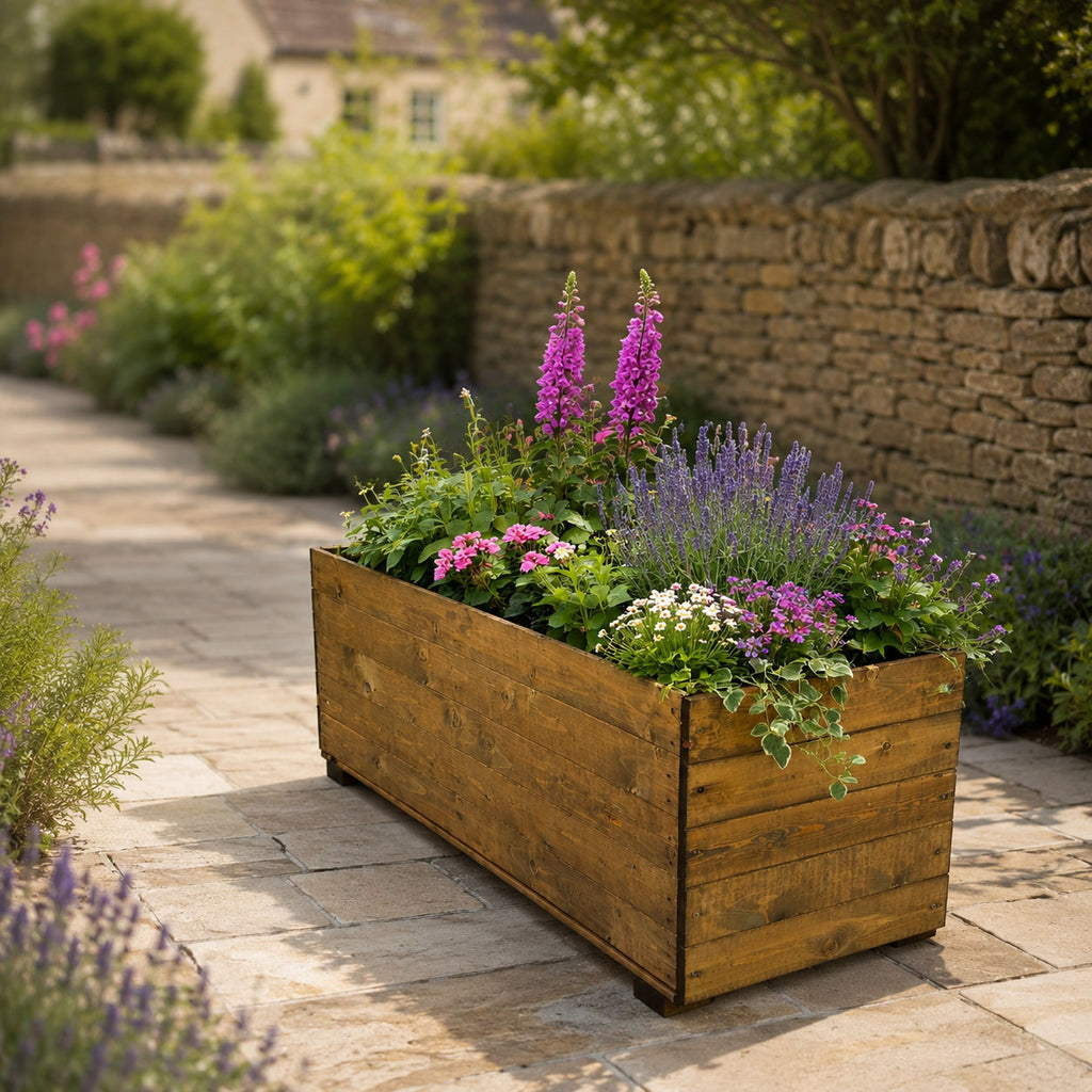 Extra Large Wooden Raised Garden Planters Timber Vegetable Planter Boxes with Drainage Base and Raised Feet – Outdoor Patio Grow Beds