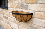 Metal Moon Wall Planters Twin Pack - Outdoor Hanging Plant Baskets with Coco Liners for Garden Walls