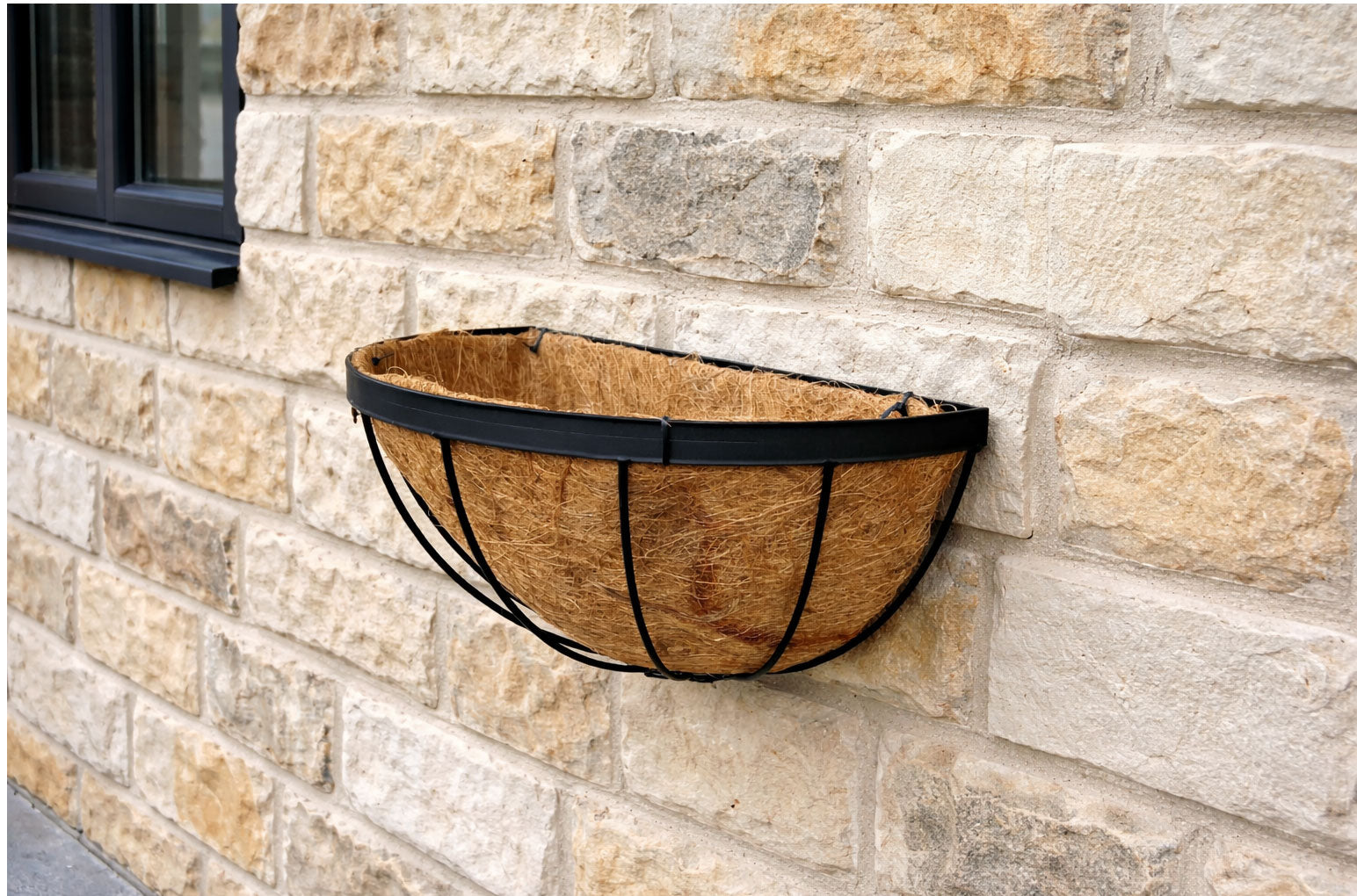 Metal Moon Wall Planters Twin Pack - Outdoor Hanging Plant Baskets with Coco Liners for Garden Walls