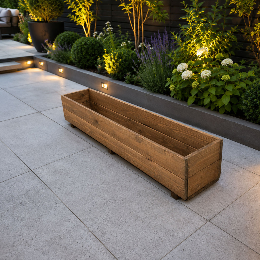 Wooden Window Planter Trough - Fully Assembled Timber Flower &amp; Herb Planter