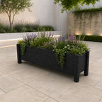 Raised Wooden Planter Trough - Handcrafted Black Timber Planter with Elevated Base