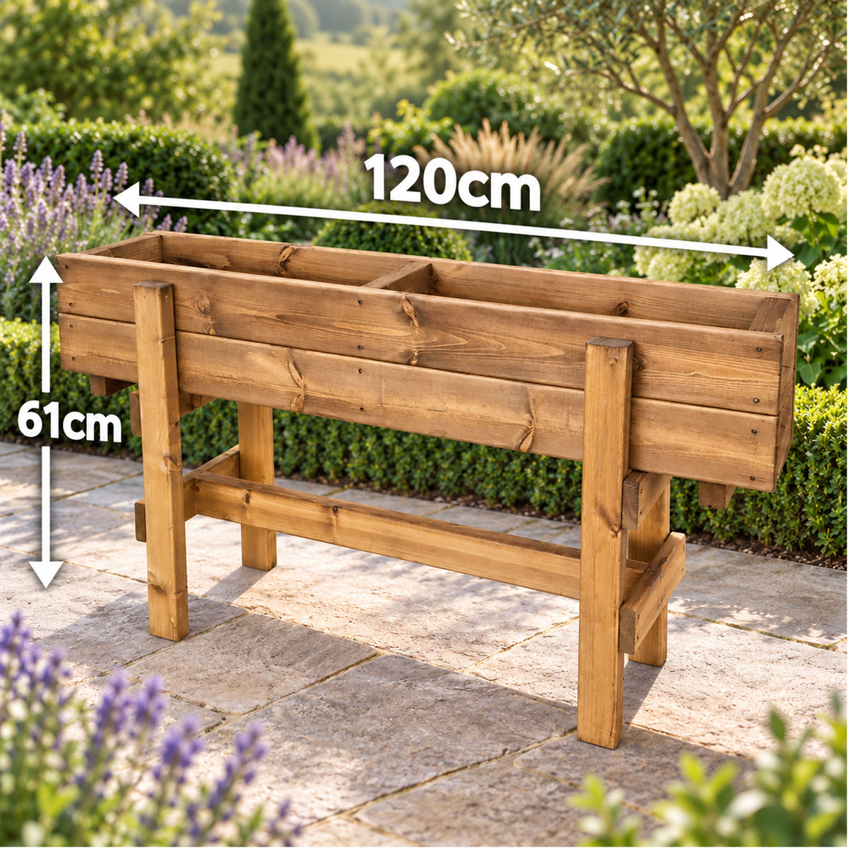 Elevated Wooden Garden Grower 120cm - Large Raised Planting Trough on Legs