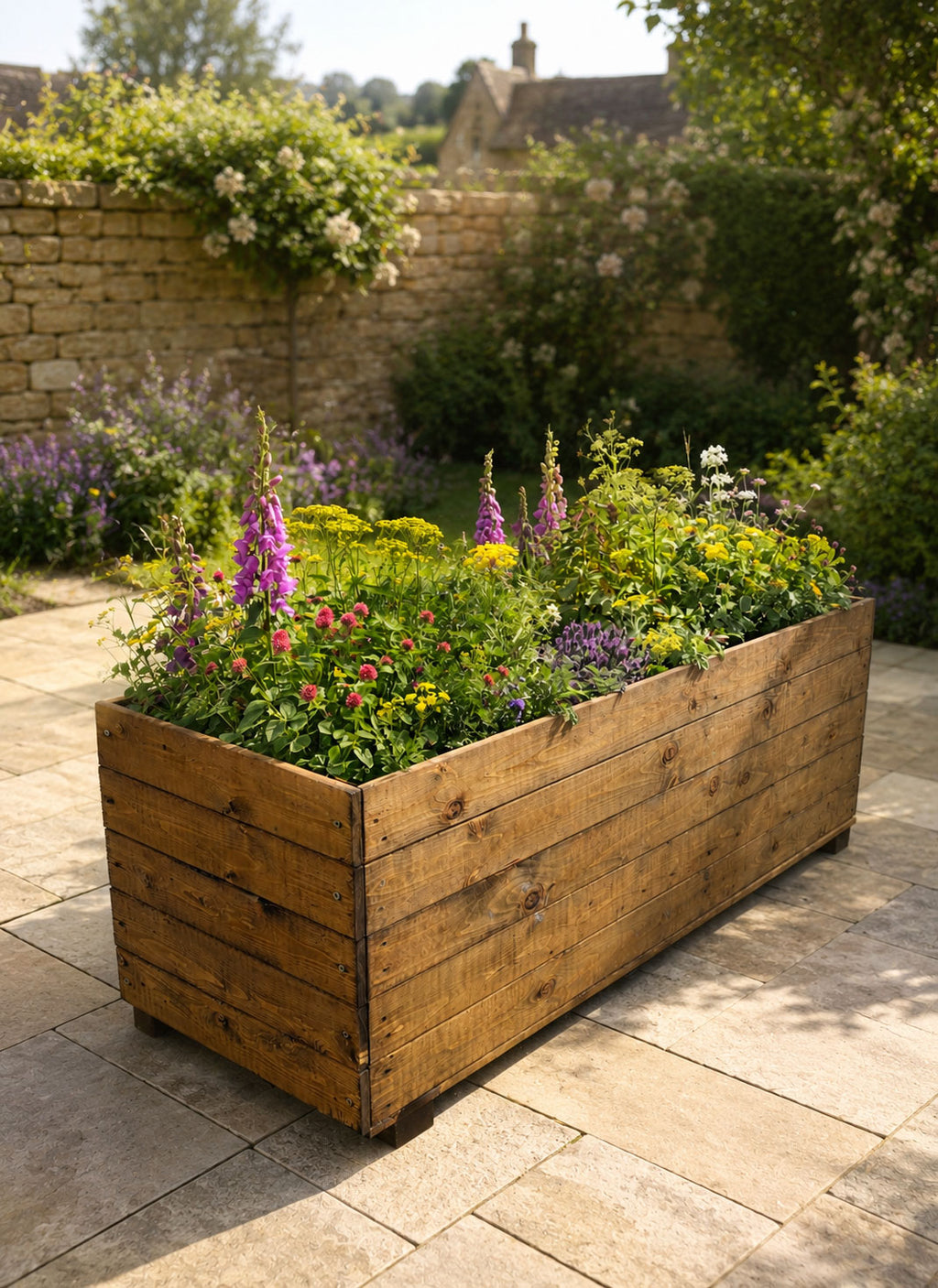 Extra Large Wooden Raised Garden Planters Timber Vegetable Planter Boxes with Drainage Base and Raised Feet – Outdoor Patio Grow Beds