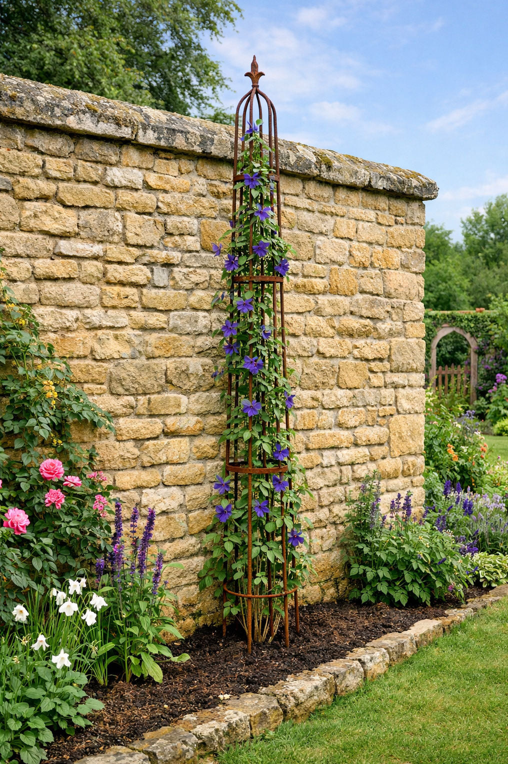 Extra Tall Garden Obelisk - Heavy Duty Metal Climbing Plant Support - Black or Rust