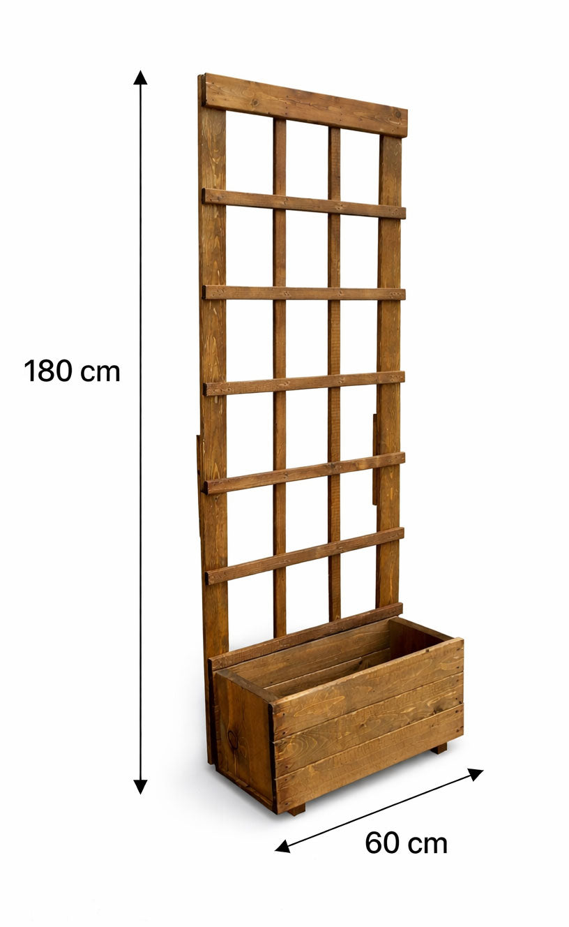 Heavy Duty Wooden Planter with Trellis Outdoor Garden Planter Box for Climbing Plants