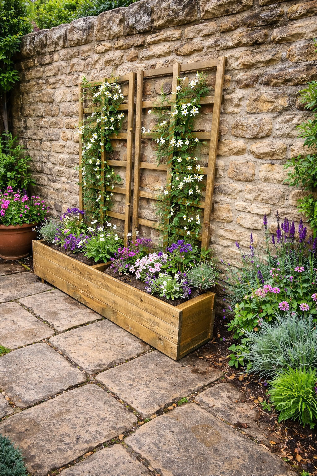 Wooden Planter with Trellis for Gardens & Patios - Choose of 2 Colours