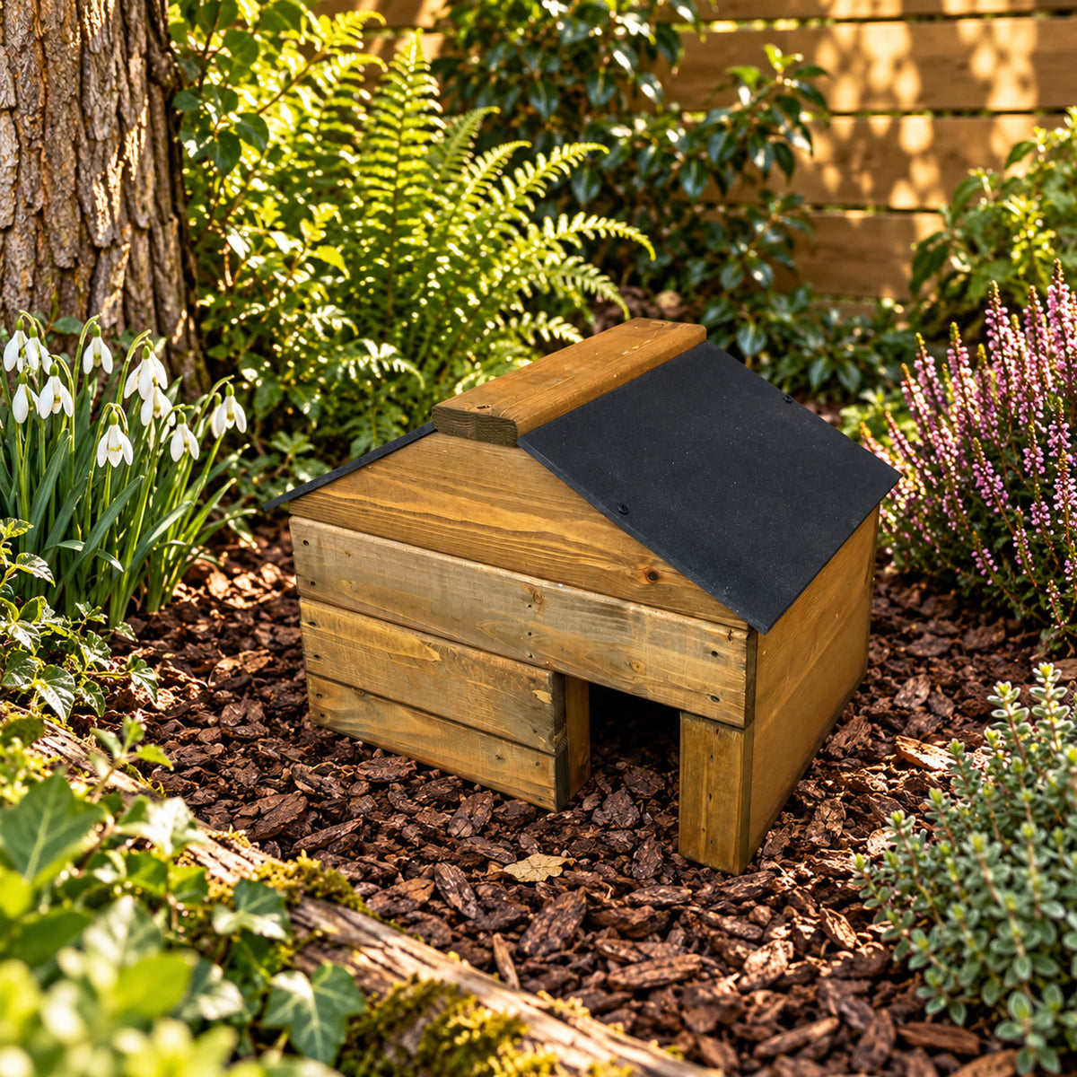 Heavy Duty Hedgehog House  - Solid Wood Garden Hibernation Shelter