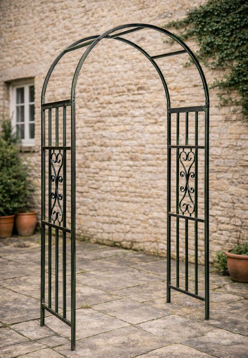 Garden Arch Trellis  Steel Metal Archway with Ground Spikes
