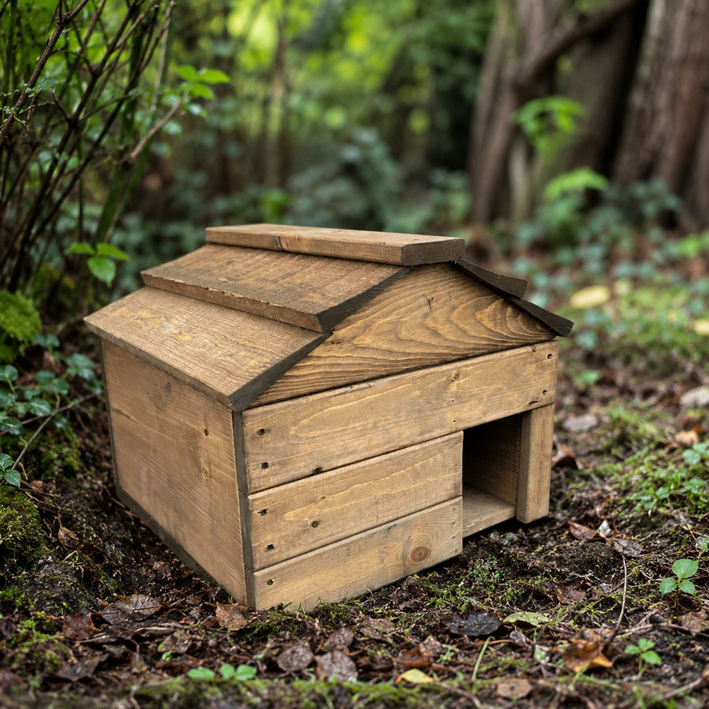 Heavy Duty Wooden Hedgehog House - Garden Hibernation Shelter with Removable Roof & Solid Wooden Floor