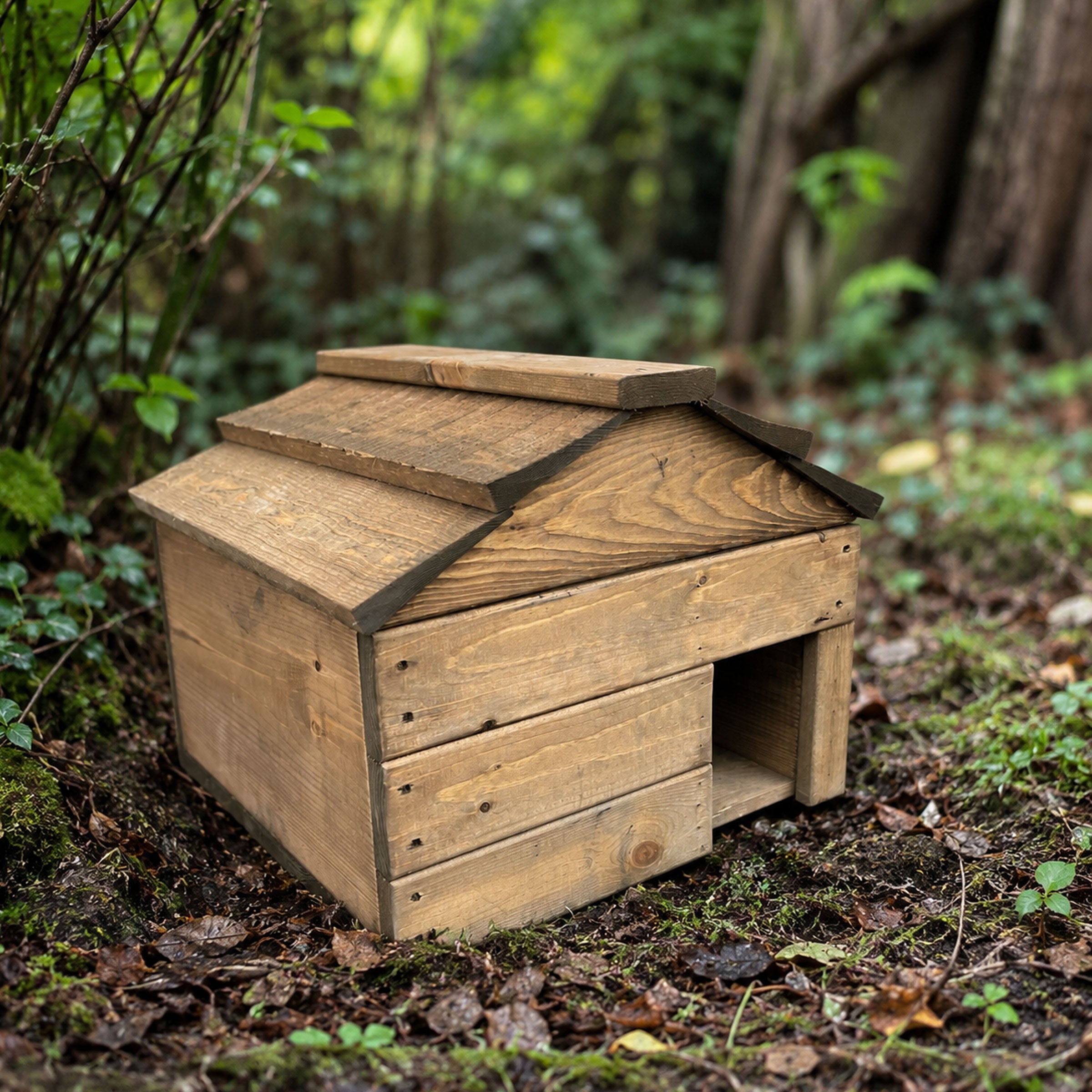 Heavy Duty Wooden Hedgehog House - Garden Hibernation Shelter with Removable Roof & Solid Wooden Floor