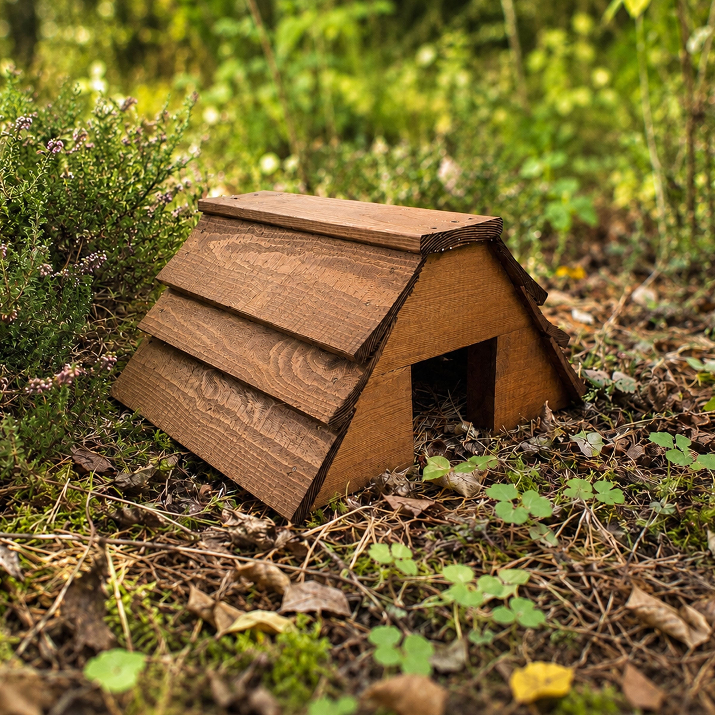 Wooden Hedgehog House Garden Hibernation Shelter Wildlife Habitat Outdoor Winter Home