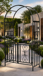 Heavy Duty Garden Entrance Arch with Double Gates Steel Garden Arch for Pathways and Walkways