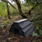 Black Wooden Garden Hedgehog House - Fully Assembled Hibernation Nest Box & Shelter
