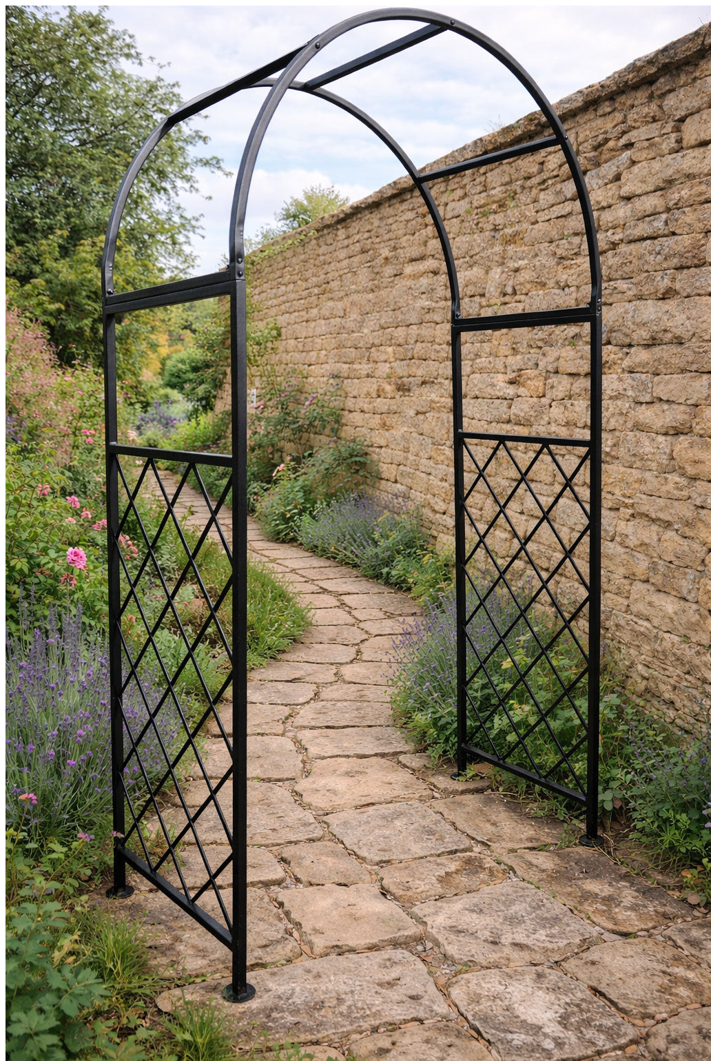 Metal Garden Archway Lattice Durable Square - Section Steel Arch for Climbing Plants