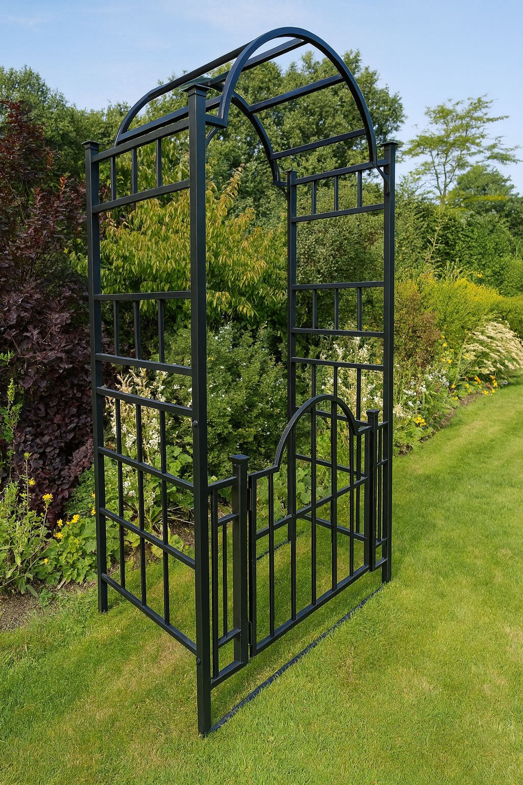 Metal Garden Arch with Opening Gate – 20mm Square Steel, Heavy Duty