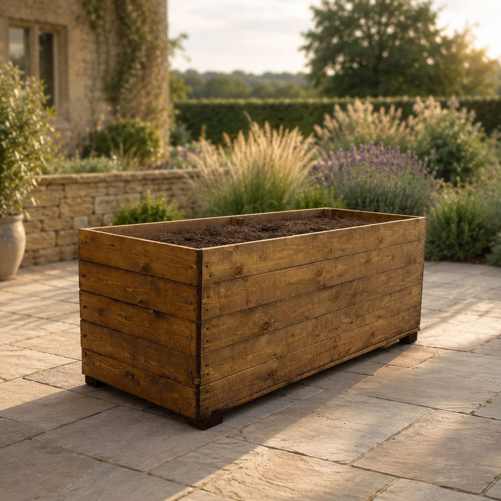 Extra Large Wooden Raised Garden Planters Timber Vegetable Planter Boxes with Drainage Base and Raised Feet – Outdoor Patio Grow Beds