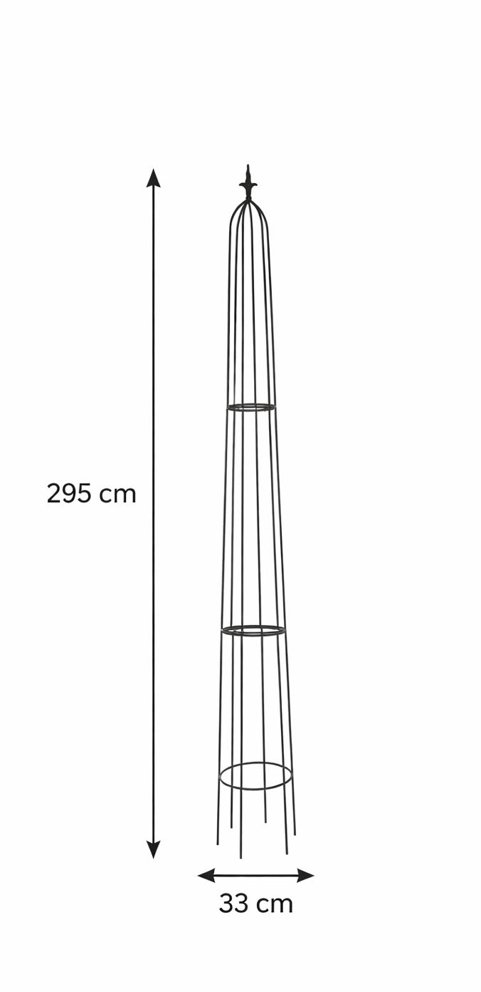 Extra Tall Garden Obelisk - Heavy Duty Metal Climbing Plant Support - Black or Rust