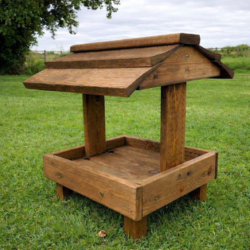 Fully Assembled Wooden Bird Feeding Table  - Heavy Duty Ground Feeder for Garden Birds