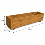 Set of 2 Heavy Duty Wooden Garden Planters - 100cm Fully Assembled Timber Troughs