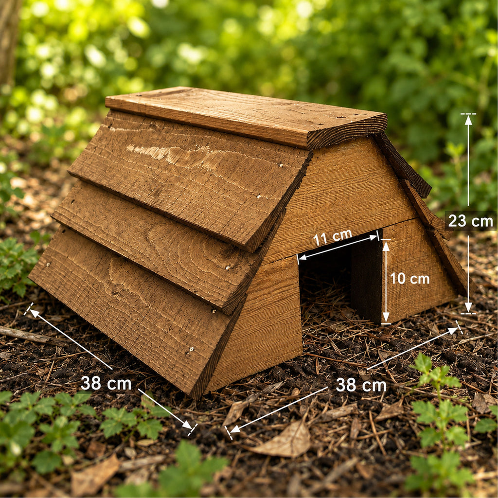 Wooden Hedgehog House Garden Hibernation Shelter Wildlife Habitat Outdoor Winter Home