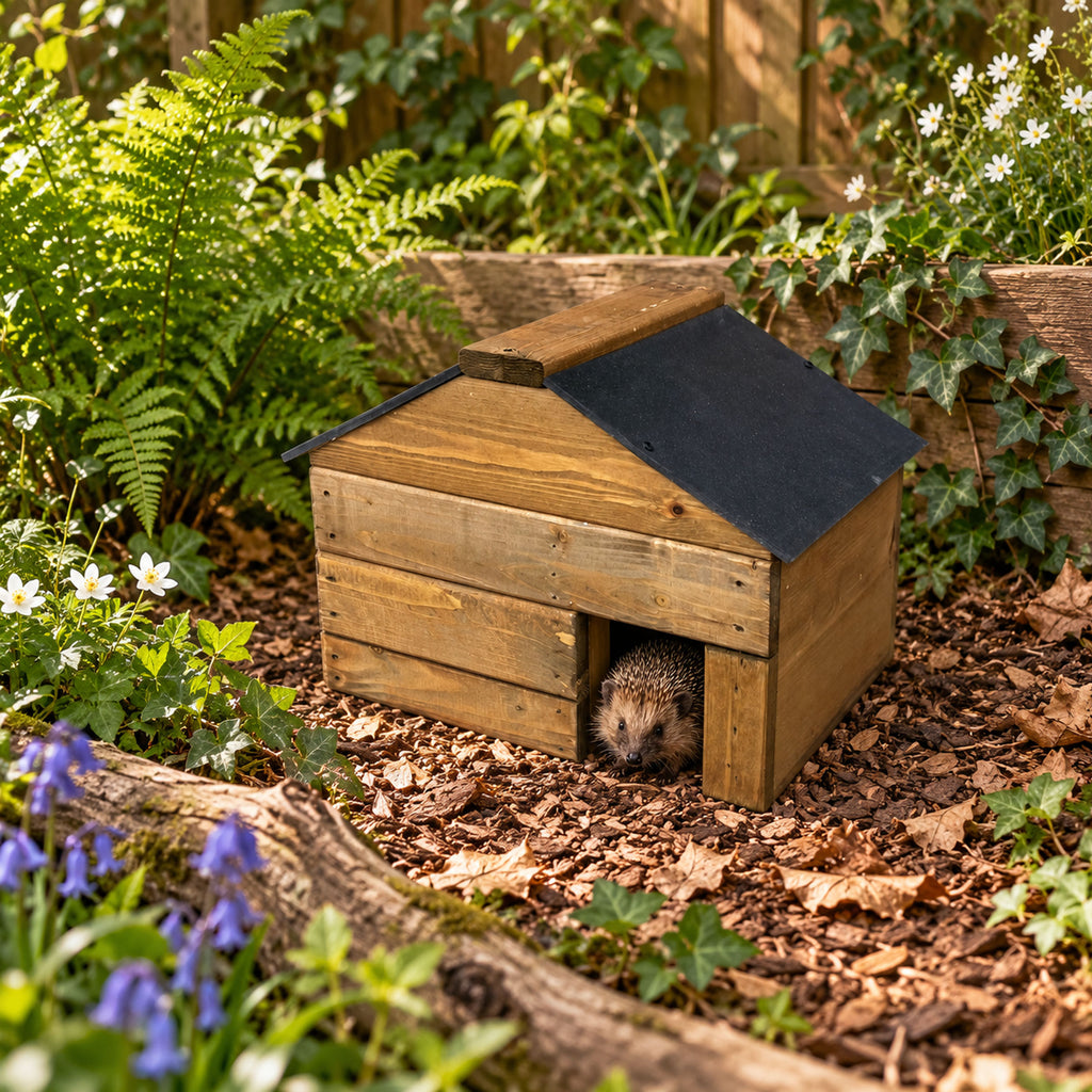 Heavy Duty Hedgehog House  - Solid Wood Garden Hibernation Shelter