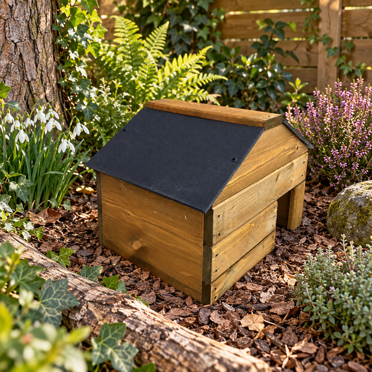 Heavy Duty Hedgehog House  - Solid Wood Garden Hibernation Shelter