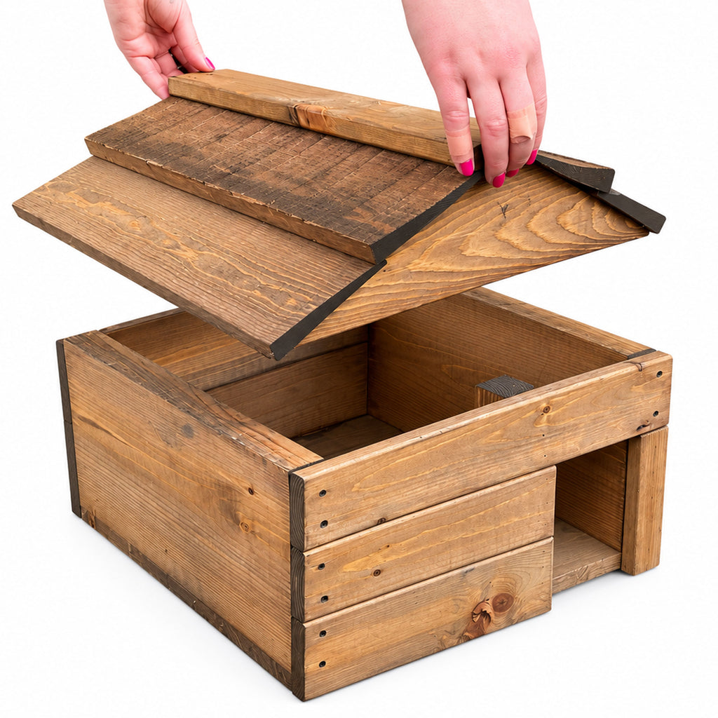 Heavy Duty Wooden Hedgehog House - Garden Hibernation Shelter with Removable Roof & Solid Wooden Floor