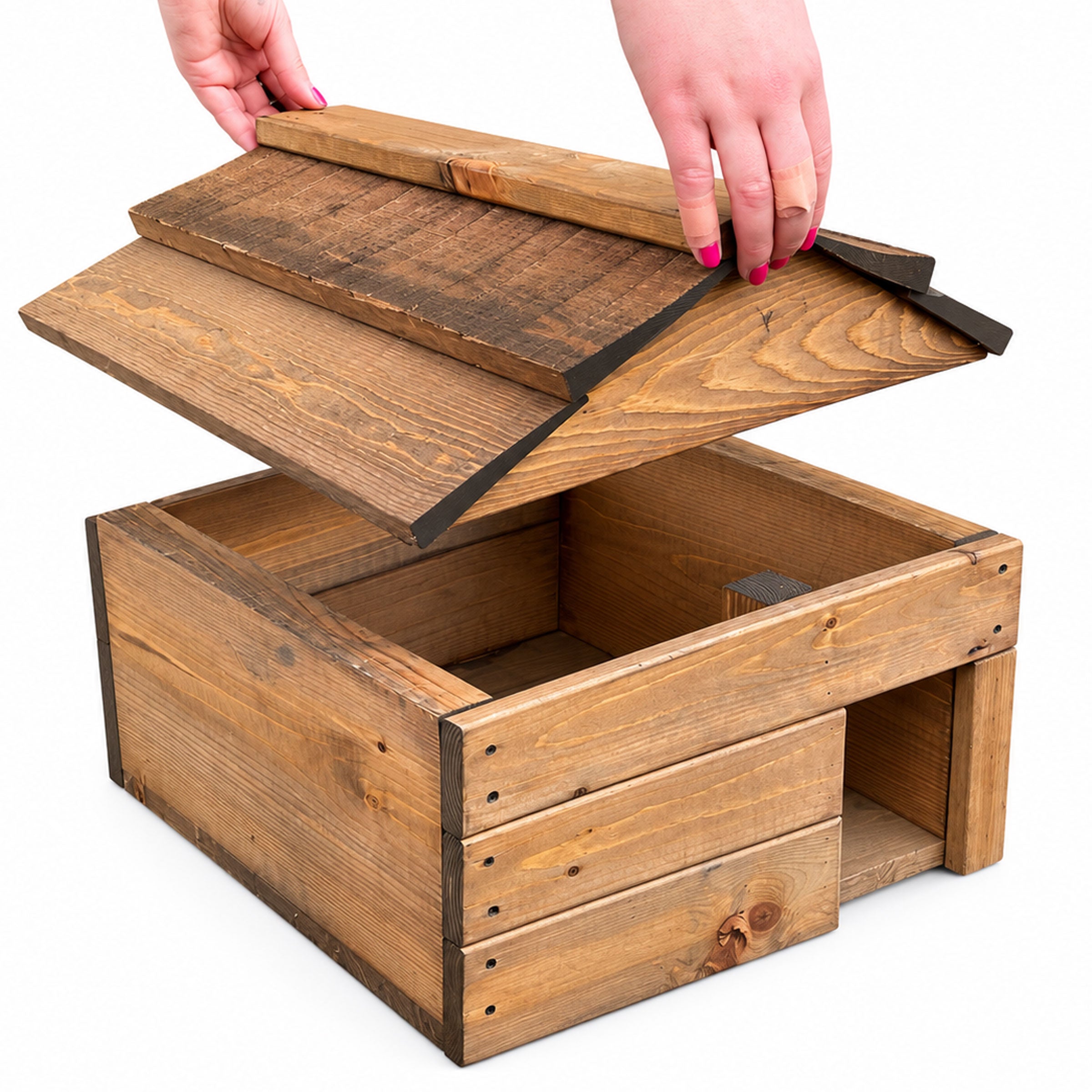 Heavy Duty Wooden Hedgehog House - Garden Hibernation Shelter with Removable Roof & Solid Wooden Floor