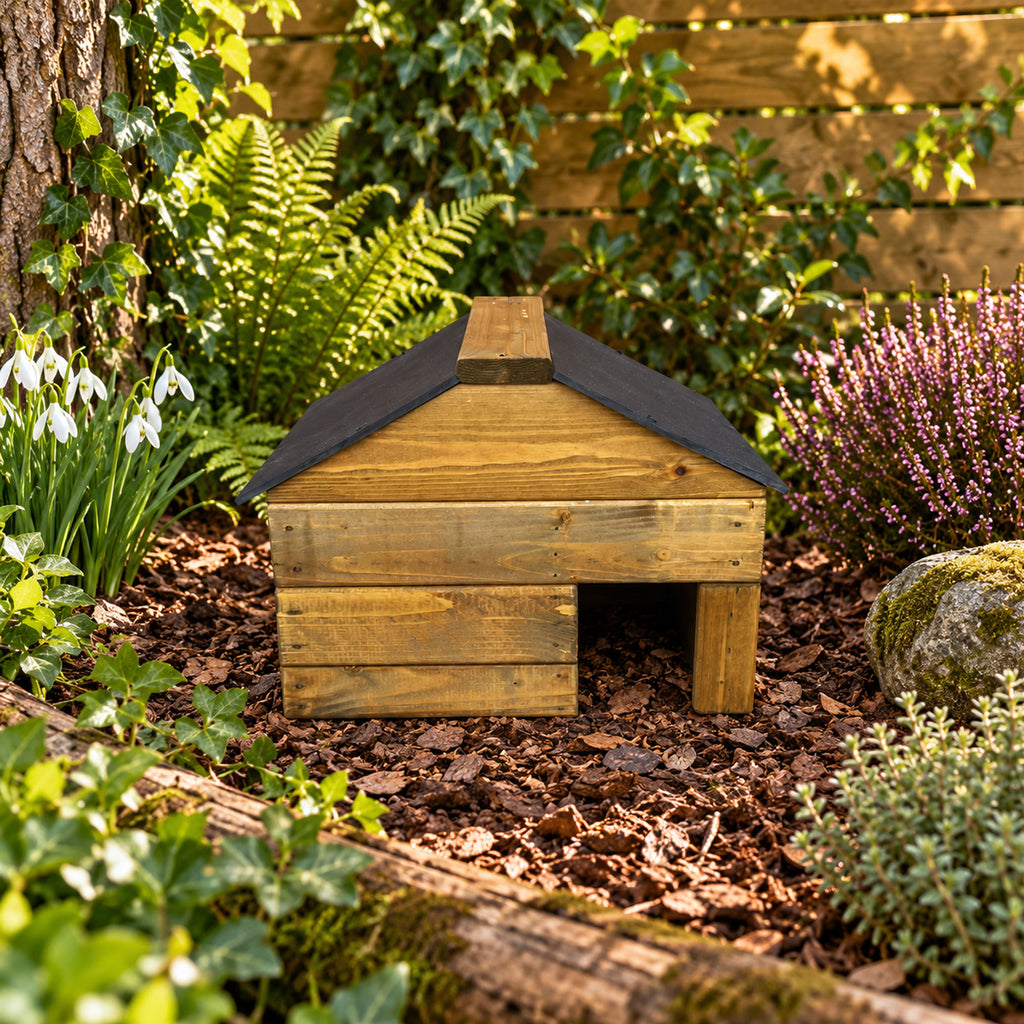 Heavy Duty Hedgehog House  - Solid Wood Garden Hibernation Shelter