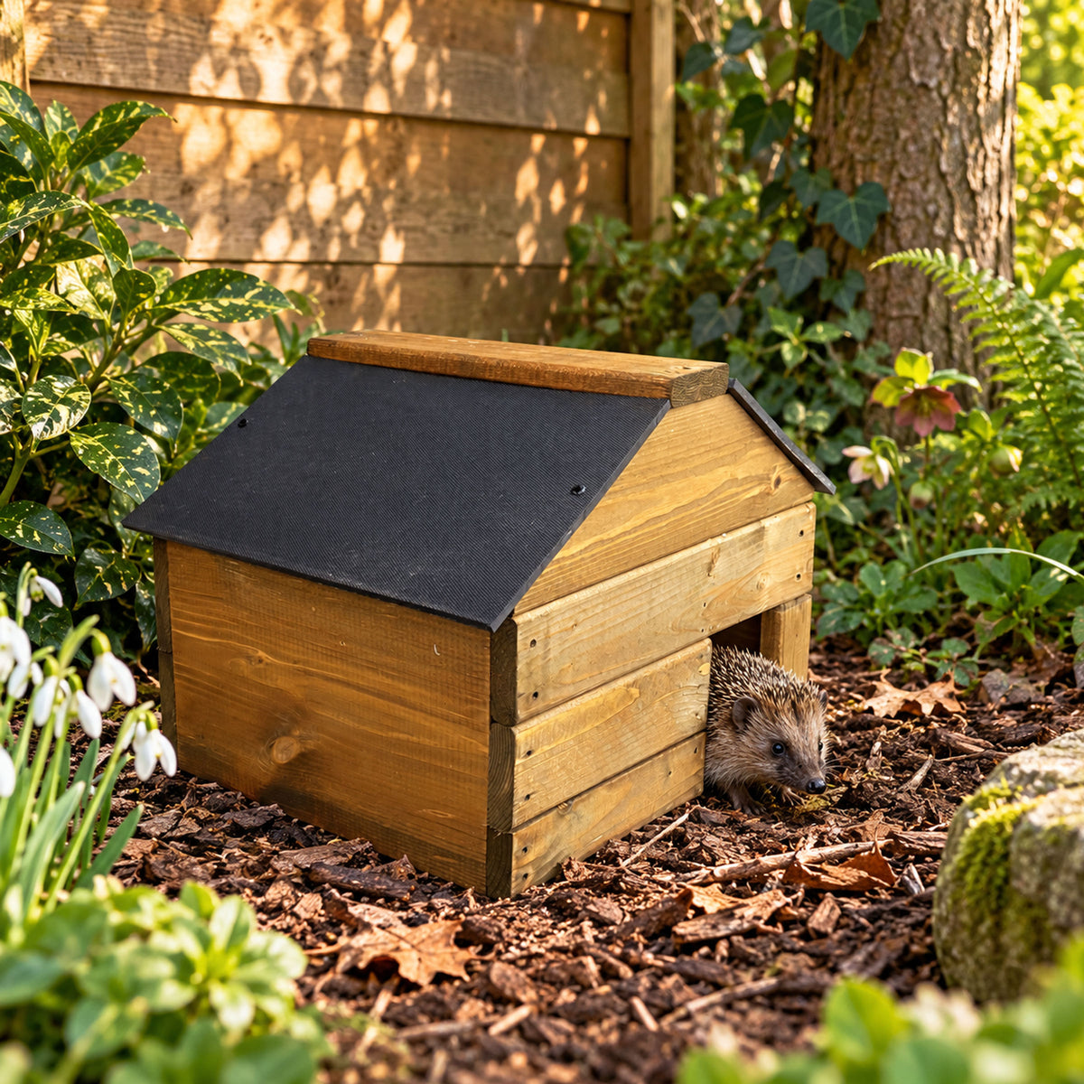 Heavy Duty Hedgehog House  - Solid Wood Garden Hibernation Shelter